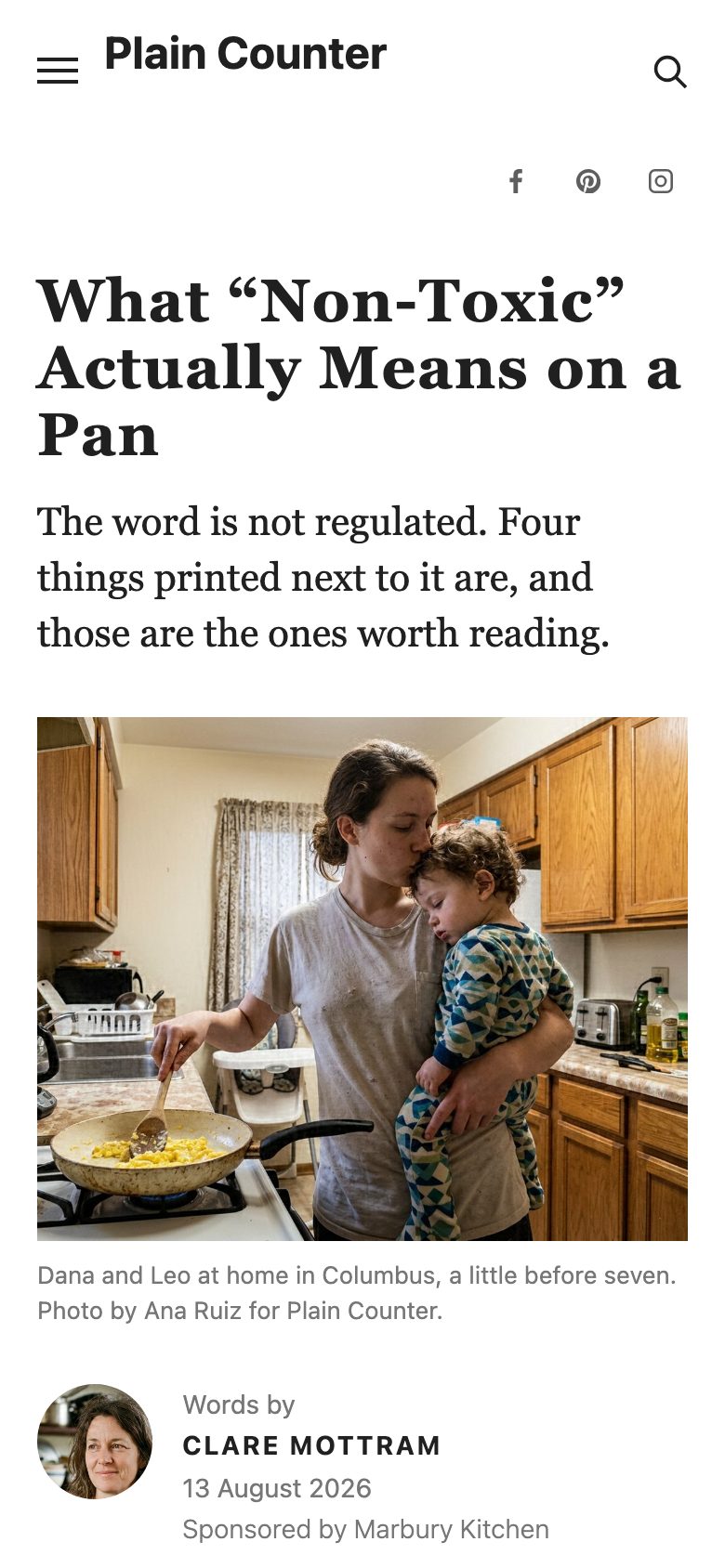 Cookware. Reads like an article.